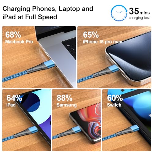 Dayaoncy 10 FT Pink USB C Charger Cable – Dual Pack of Fast Charging Cables with 100 W Power Delivery for i Phone 15/16 Pro Max, Android Devices, Tablets, and Laptops – Superior Durability and Stylish Design for Ultimate Convenience