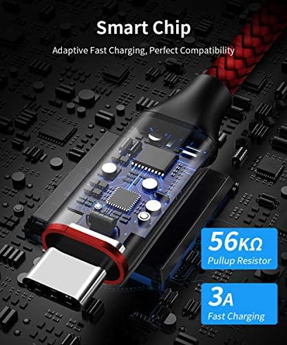 etguuds 4-Pack USB Type C Charging Cable – 6 ft Nylon Braided Fast Charger Cord for Samsung Galaxy S20/S10/S9/Note Series & Moto G – Superior Durability and High-Speed Power Delivery Up to 3 A – Ideal for Home, Office, and On-the-Go Use