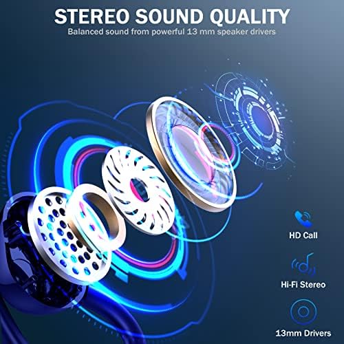 Premium Bluetooth 5.3 Wireless Earbuds – IP7 Waterproof Sport Headphones with 48-Hour Battery Life, Noise-Cancelling Mic, and 3 D Hi-Fi Stereo for Ultimate Workout Performance – Perfect for Running and Gym Enthusiasts