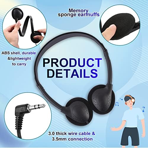 Bulk Kids Headphones – 25-Piece Classroom Audio Package for Enhanced Learning – Lightweight Adjustable On-Ear Design with Universal Device Compatibility in Sleek Black – Perfect for Engaging Group Activities and Extended Listening Comfort – Durable and Affordable Solution for Students and Adults