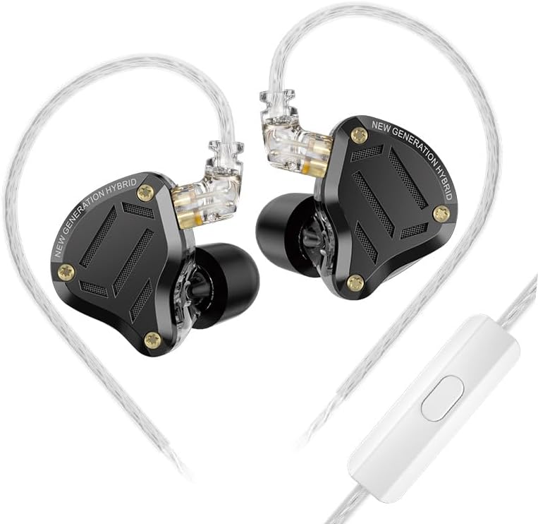 KZ ZS10 PRO 2 In-Ear Monitors: Premium High-Fidelity Gaming Earbuds with Custom Tuning Switch for Tailored Sound Experience – Featuring 1 Dynamic and 4 Balanced Armature Drivers for Exceptional Audio Clarity, Ergonomically Designed for All-Day Comfort, Integrated Microphone for Clear Communication, Compatible with Multiple Devices, and Stylish Black Finish for Enhanced Audio Engagement.