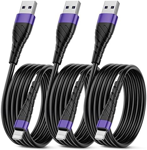 MFi Certified 6 Ft Lightning Charging Cable for i Phone – 3 Pack Fast Charging USB Cord, Durable Design for Enhanced Compatibility with i Phone 12/11/XS/Max/XR/X/8/8 P/7 P/6 & i Pad – Seamless Power-Up Experience