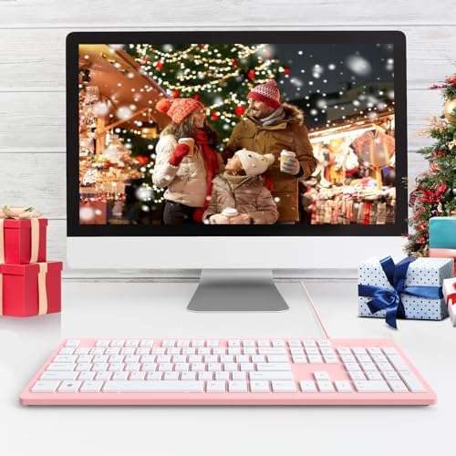 Upgrade Your Typing Experience with the Spill-Resistant USB Wired Keyboard – Low Profile Chiclet Keys, Large Number Pad, and Ergonomic Design for Enhanced Comfort and Speed – Perfect for Professionals and Home Users (Black)
