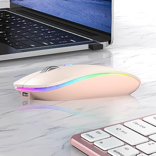 TENMOS Sleek LED Bluetooth Mouse – Ultra-Quiet Rechargeable Wireless Mouse with Type C Adapter for Laptops, Mac Books & i Pads – Bluetooth 5.1 & 2.4 GHz Universal Compatibility in Vibrant Blue – Perfect for Home, Office, and On-the-Go Productivity