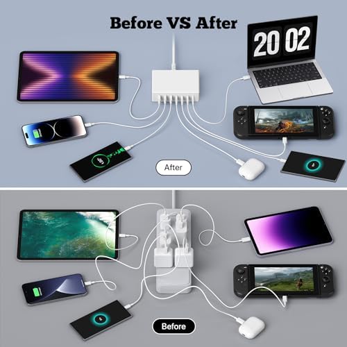Ultra-Fast 140 W Ga N USB-C Power Hub – Smart 4-Port Charging Station for Laptops, i Phone 15/16, Mac Book Pro/Air, Galaxy S23/S24, and Dell – Sleek, Efficient Design for Home and Office Use