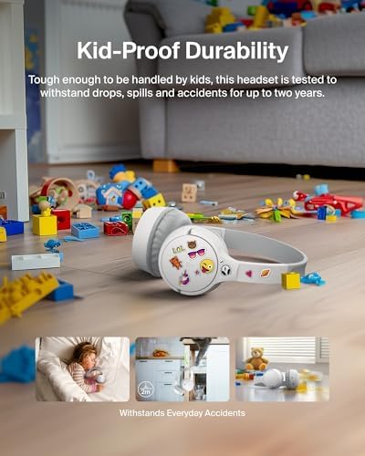 Belkin Sound Form Mini Kids Wireless Bluetooth Headphones – Safe 85 d B Volume Control, 30-Hour Playtime, Built-In Microphone – Lightweight On-Ear Style for i Phone, i Pad, Fire Tablet & More – Ideal for Learning, Entertainment & Safe Listening