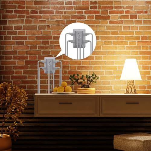 Maximize Your Charging Efficiency with the POWRUI 6-Outlet Extender & USB Wall Charger – Versatile Surge Protector with Dual 2.4 A USB Ports, Integrated Night Light, 3-Sided Design for Optimal Space Utilization, ETL Certified Safety, Ideal for Home and Office Use