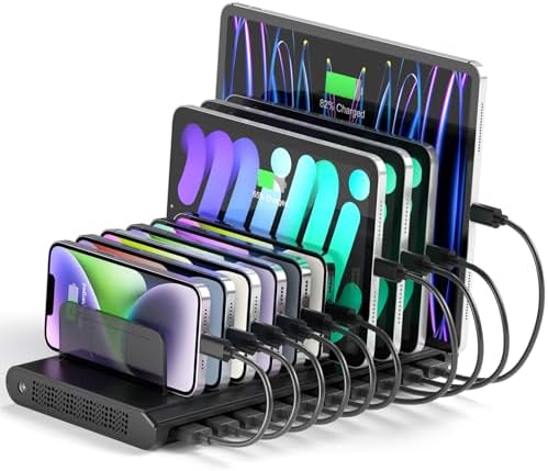 Unitek Quick Charge 3.0 Multi USB Charging Station – 10-Port Fast Charger for i Phone, i Pad, Tablets, and Kindles – UL Certified Safety with Sleek Black Design for Home and Office Use – Enhance Device Lifespan and Efficiency