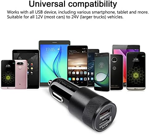 Rapid Charge Dual Port Car Charger – 30 W 5.4 A USB Adapter for Smartphones & Tablets – Universal Compatibility for i Phone, Samsung, LG & More – Compact Travel-Friendly Design with Overcharge Protection Features – Efficient Power Delivery for On-the-Go Charging