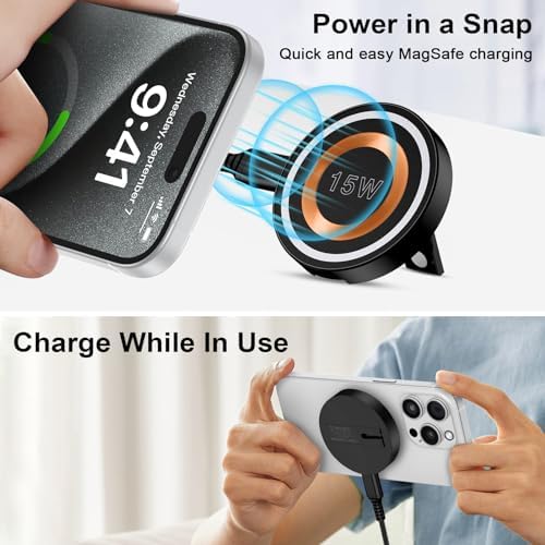 Samsung Fast Wireless Charger Pad for Galaxy & i Phone – Magnetic Mag Safe Compatible, Ultra-Fast Charging for S25, S24 Ultra, S24+, S24, S23, S22, S21, S20, i Phone 16 Pro Max, Plus, 15, 14 – Portable & Safe Power Solution for Everyday Use