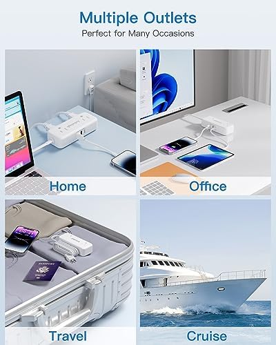 Revolutionize Your Charging Setup with the 10 FT Split Extension Cord – Featuring 4 AC Outlets, 2 USB-A & 3 USB-C Ports for Rapid 24 W Charging, Perfect Nightstand Solution for Shared Spaces in Bedrooms and Dorm Rooms – Compact Design for Maximum Flexibility and Enhanced Compatibility with All Devices