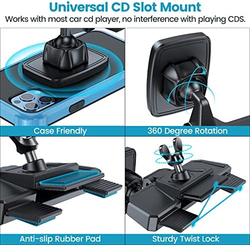 Revolutionize Your Driving with the APPS2 Magnetic CD Slot Phone Mount – Unmatched Stability and Compatibility for i Phone, Samsung, and All Smartphones – Effortless Installation, 360-Degree Rotation, and Sleek Design for Enhanced Safety and Navigation