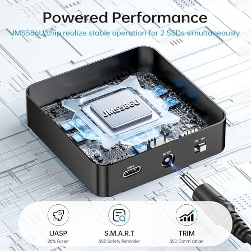 Maximize Data Management with SSK NVMe SSD Cloner – Dual Bay M.2 Duplicator Enclosure for 20 Gbps High-Speed USB3.2 Gen 2 X2, Effortless Offline Cloning for M Key PCIe NVMe SSDs, Tool-Free Setup for Seamless Backup and Expansion, Durable and User-Friendly Design for Tech Enthusiasts and Professionals