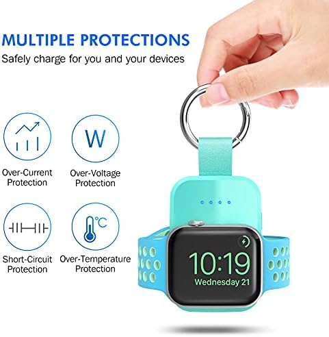 i.VALUX Compact Wireless Charger for Apple Watch – Keychain-Friendly 1000 m Ah Power Bank, Fast Magnetic Charging for Series 10/9/8/Ultra/7/6/5/4/3/2/SE – Perfect Travel Companion & Birthday Gift for Her – Sleek White Design