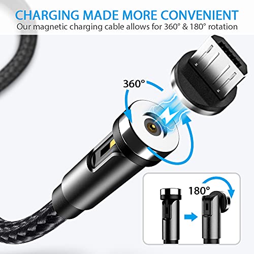 Terasako 5-Pack Magnetic Charging Cables – 540° Rotating Magnetic Connectors with LED Indicator – Versatile 90° Angle Design for Reduced Strain – Durable Nylon-Braided Cords in Black – Perfect for Smartphones, Tablets, and More – Enhanced Charging Speed & Compatibility