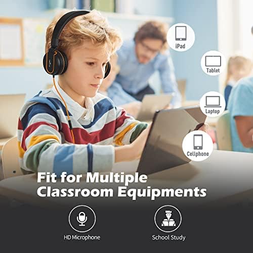 Stylish AILIHEN I35 Kids Foldable Headphones with Safe 93 d B Volume Limiting and HD Microphone – Perfectly Designed for Learning and Fun on Chromebooks, Laptops, and Tablets – Trendy Pink and Purple Color for Young Explorers and Students
