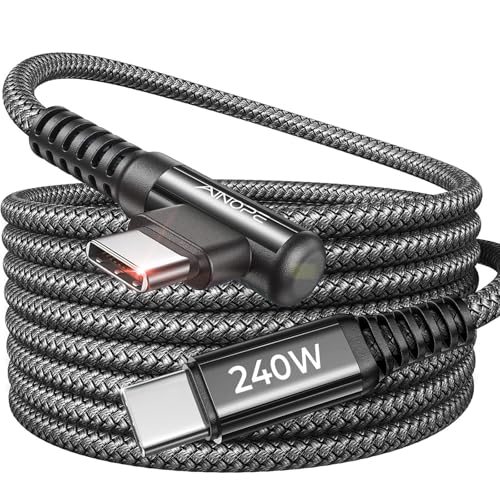 Optimize your charging setup with the AINOPE 240 W USB C to USB C Cable, a 6-foot powerhouse engineered for ultimate speed and flexibility. Featuring a right-angle connector, this fast charging cable is perfect for gaming or multitasking without the clutter of tangled cords. Compatible with the latest devices, including i Phone 16 Pro Max, i Phone 15, Mac Book Air/Pro, i Pad Pro, Samsung Galaxy, and Pixel, it delivers an impressive 240 W power output for rapid charging. The dual-pack offers exceptional value, ensuring you have a reliable charging solution wherever you go. Built with premium materials for durability, the sleek grey and blue design enhances your tech aesthetic while providing long-lasting performance. Elevate your device charging experience with this versatile cable, designed for both home and office use, while ensuring seamless connectivity across all your electronics.