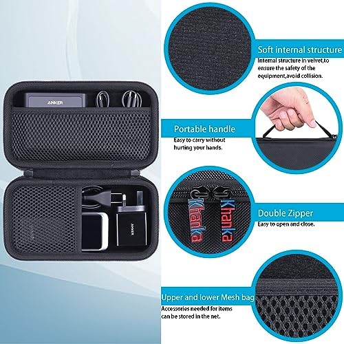 Khanka Premium Hard Travel Case for Anker 100 W Charging Base & Anker Prime 20,000/27,650 m Ah Power Banks – Shockproof Storage Solution with Interior Accessory Pocket for Ultimate Portability and Protection