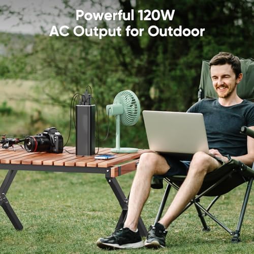 Ultimate Travel Companion: 31200 m Ah Portable Laptop Power Bank with 120 W AC Output and 65 W USB-C Fast Charging for On-the-Go Power Solutions – Reliable Outdoor Charging for Laptops, Phones, and More