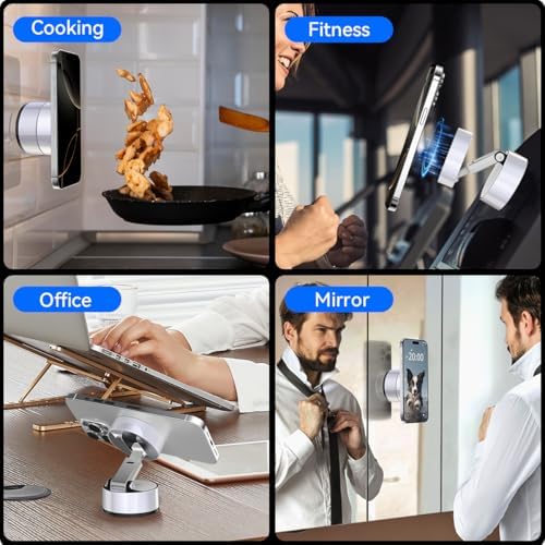 Electric Magnetic Car Phone Holder, 360 Rotation Vacuum Suction Cellphone Mount Foldable Car Mount Stand for iPhone12-16,Mirror/Glass/Screen/Smooth Surface (Not Charge Phone) – Enhanced Compatibility and Speed