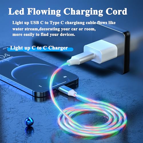 USB C to USB C Cable 3A Light Up C to C Cable LED C to Type C Fast Charging Cord for Samsung Galaxy S23 S22 S21 S20 Ultra, i-Phone 15 16, iPad mini Pro Air(6.6FT,Green) – Enhanced Compatibility and Speed