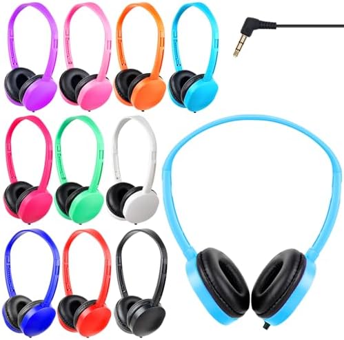 Bulk 20-Pack Adjustable Wired Headphones for Kids – Durable Classroom Earphones with 3.5 mm Jack, Perfect for Schools, Libraries, and Museums – Engaging Mixed Color Design for Enhanced Focus and Learning Engagement