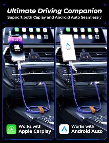 SHEZI 4-in-1 USB C Charging Cable | 240 W Fast Charging Solution for i Phone 16/15 & More | 5 FT Durable Flat Silicone Cord with Lightning, USB-C, USB-A Connectors | Versatile Multi-Device Charger for Home, Office & Travel | Enhanced Compatibility & Speed