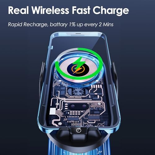 Smart Auto-Clamping Car Charger Mount for i Phone & Samsung – Fast Wireless/Wired Charging Holder for Enhanced Road Safety & Convenience – Versatile Compatibility with i Phone 15/14/13/12/11 & Galaxy S23/S22/S21/S20/S10+/S9+/Note 9 – Effortless Installation & Adjustable Viewing Angles