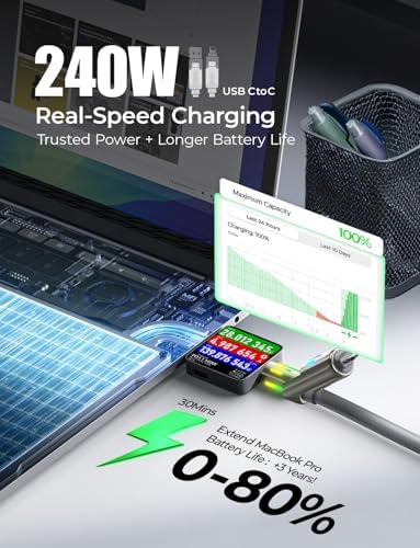 LISEN 240 W 4-in-1 USB C to Lightning Charging Cable – 10 FT Heavy-Duty Multi-Device Charger with LED Indicator for i Phone 16/15/14 Pro, Mac Book, i Pad, Samsung S25 & Nintendo Switch – Ultimate Flexibility and Fast Power Delivery