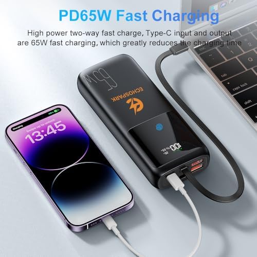 High-Capacity 20000 m Ah Power Bank with 65 W Fast Charging – Universal USB-C Portable Charger for Steam Deck, i Phone 16/15/14, Mac Book Pro, i Pad Pro, Samsung S24, ROG Ally (X) – Lightweight & Durable External Battery Pack with PD3.0 for Rapid Device Charging