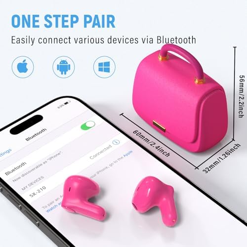 Elevate Your Audio Experience with ANCwear Bluetooth 5.3 True Wireless Earbuds – High-Fidelity 13 mm Drivers for Audiophiles, Chic Mini Handbag Charging Case, 22-Hour Playtime in Elegant Classic Pink – Ideal for Professionals and Music Enthusiasts On the Move