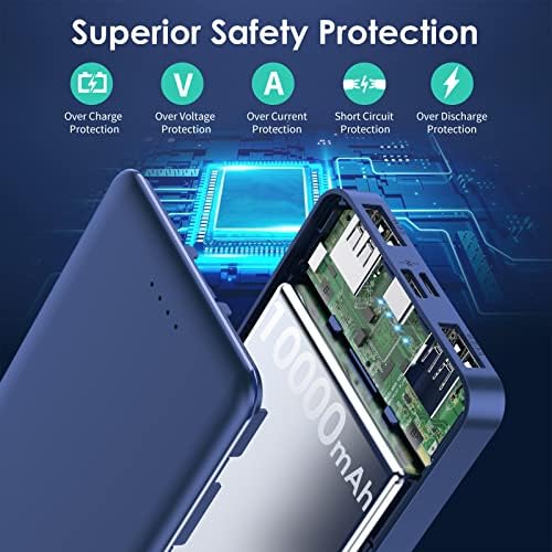 Ultra-Slim 10000 m Ah Portable Power Bank – Dual USB Outputs & USB-C Input, Compact External Charger for i Phone 12/13, Samsung S20, Tablets – Stylish Black and Red Design for Maximum Portability and Enhanced Device Compatibility