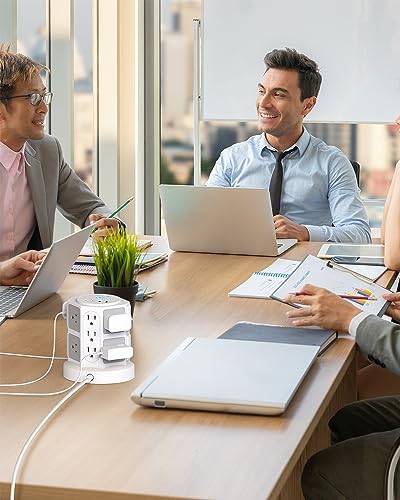 TROND Tower Surge Protector Power Strip – 14 Spacious Outlets & 4 Fast USB Ports (2 USB-C) – 2100 Joules Surge Defense – 6 Feet Versatile Extension Cord for Home Office & Dorm Setup – Streamlined Design for Optimal Charging Efficiency and Device Safety