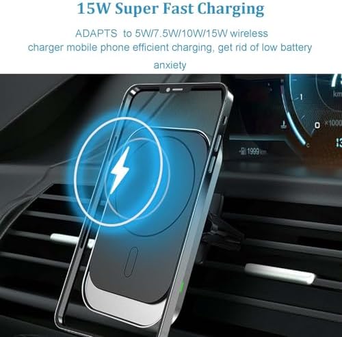 Revolutionary Wireless Car Charger Mount with Magnetic Grip – 15 W Fast Charging Air Vent Holder for i Phone 16, 15, 14 Pro Max, and 13 Smartphones – Effortless Installation and Enhanced Stability for Safer Driving Experience in 2025
