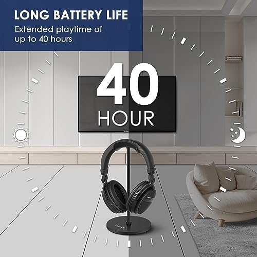 Experience the Future of Home Audio with SIMOLIO Wireless Headphones for TV – Premium Over-Ear Design Featuring Advanced Apt X Low Latency Technology for Flawless Sound Synchronization, Tailored 3 EQ Modes for Personalized Listening, and Enhanced Dialog Clarity Perfect for Seniors. Enjoy Universal Compatibility with Optical, AUX, and RCA Transmitters, a Remarkable 40-Hour Battery Life for Extended Use, and Effortless Volume Control for an Unmatched Entertainment Experience. Elevate Your Viewing Pleasure with Expertly Crafted Headphones Designed for Comfort and Clarity, Ensuring Every Word is Heard in Stunning Detail. Perfect for Movies, Music, and Gaming – Transform Your Audio Experience Today!