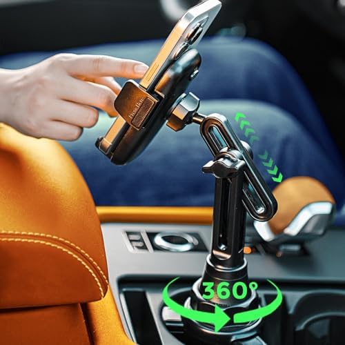 LISEN Adjustable Cup Phone Holder for Cars – 360° Long Neck Mount for Hands-Free Driving in SUVs, Trucks, and Golf Carts – Secure Fit for 4-7″ Smartphones Including i Phone, Samsung, and Google – Maximize Stability and Safety for Effortless Navigation and Communication