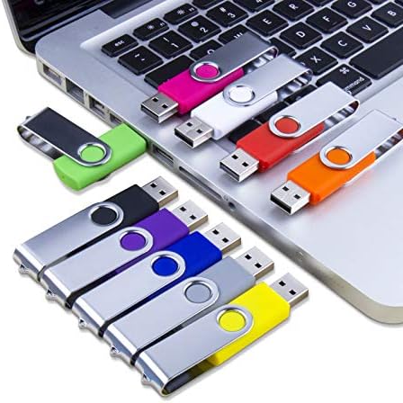 Vibrant 64 GB USB Flash Drive Pack – 5 Colorful Metal Swivel Thumb Drives with LED Indicator & Lanyards for Easy Portability – Ideal for Students & Professionals Seeking Reliable Data Storage Solutions