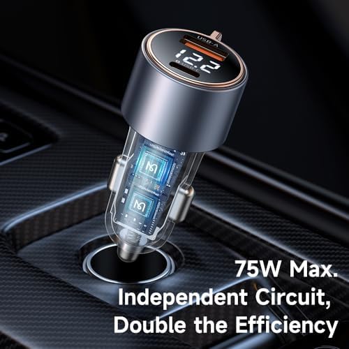 Mcdodo 75 W Fast Charging Car Charger Adapter with Dual USB A+C Ports – Universal Compatibility for i Phone 12-15 Pro Max, Galaxy S & A Series – Compact, Reliable, and Safe Car Lighter Charger for On-the-Go Power Solutions
