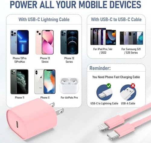 Ultra-Fast Charging Kit for i Phone 14/13/12 – 20 W USB-C Power Block & Dual 6 FT Lightning Cables in Vibrant Green – Superior Compatibility for Pro/Plus Models – Recharge Up to 50% in Just 30 Minutes – Stylish, Durable Design for Daily Use – Maximum Efficiency Meets Trendy Aesthetics