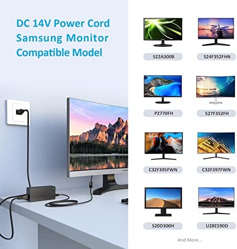 Premium 14 V Power Adapter for Samsung LCD Monitors | Reliable 3 A AC to DC Charger | 42 W Maximum Output | Versatile 100-240 V Global Compatibility | Durable Black Barrel Connector for Quick Power-Up | Essential Replacement Accessory for Optimal Monitor Performance
