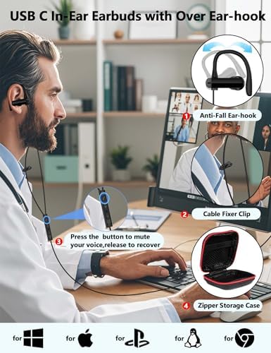 Professional Over-Ear USB Headset with Superior Noise Cancellation & Mute Mic | 8.2 FT Wired Earphones for Seamless Communication | Ideal for Mac, Chromebook, Laptop & Desktop Use | Perfect for Zoom Meetings, Office Calls, and Online Learning | Comfort-First Design for All-Day Listening | Enhance Audio Clarity and Focused Conversations