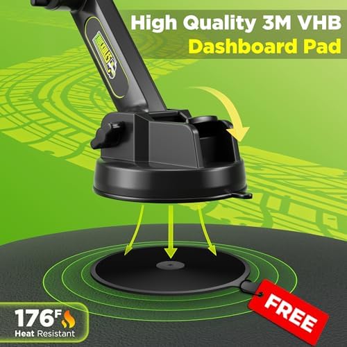 Heavy-Duty Truck Phone Mount with Super Suction Cup – Ultimate Mobile Device Holder for i Phone & Samsung, 16.9-Inch Long Arm for Maximum Stability & Flexibility, Ideal for Big Rig Drivers, Enhances Road Safety and Hands-Free Navigation