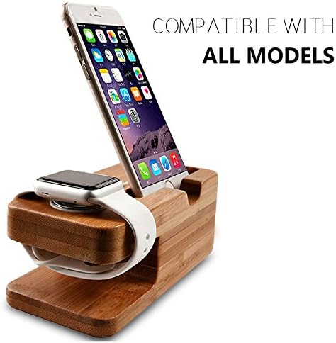 Premium Bamboo Multi-Device Charging Dock: AICase Elegant Wooden Nightstand Organizer for Smartphones, Tablets & Smartwatches – Stylish & Durable Solution Ideal for Home and Office Decluttering