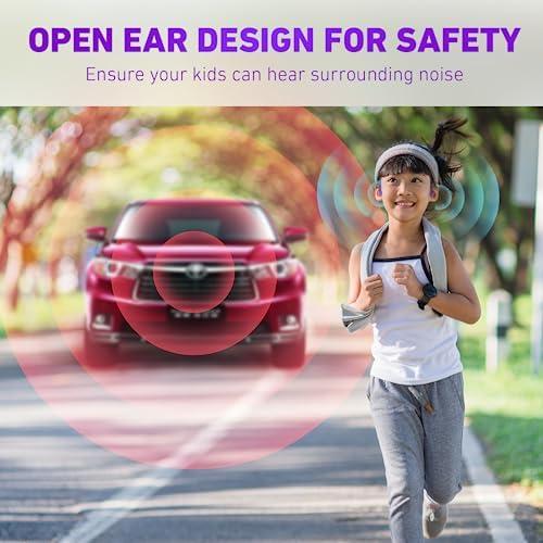 Revolutionary Bluetooth 5.2 Kids Headphones – Safe 85 d B Volume Limiting with Open Ear Design, IPX5 Waterproof for All Adventures, 20 Hours Playtime, Superior Stereo Sound with Built-in Mic – Perfect for School & Playtime in Chic Pink