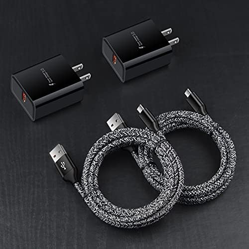 Ultra-Fast 18 W QC3.0 Wall Charger for Android Devices – Rapid Charging Adapter with 6 FT Micro USB Cable, Ideal for Samsung Galaxy, Fire Tablets, PS4, Xbox, and More – Dual Pack for Maximum Efficiency and Compatibility – Lightweight Travel Companion for Everyday Use