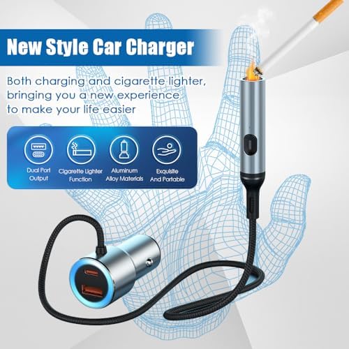 Enhanced USB C Car Charger Adapter – Dual Socket Fast Charging Solution with PD QC 3.0 Technology for All Vehicles – Ultimate Compatibility and Efficiency for Mobile Devices – Ideal for Road Trips and Daily Commutes – Premium Quality Cigarette Lighter Charger with Lightweight Design