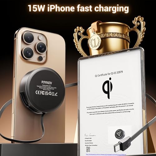 Revolutionary 15 W Retractable Magnetic Wireless Charger for i Phone 16 Pro Max, 15, 14, 13, 12 – 3-in-1 Charging Station for Air Pods and Apple Watch with Enhanced Magnetic Alignment for Fast, Tangle-Free Power On-the-Go