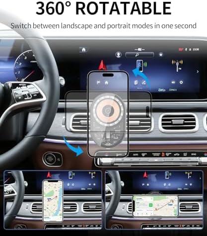 Luxury Wireless Charging Phone Holder for Mercedes Benz GLE & GLS Class (2020-2025) – 360-Degree Rotating Mobile Mount for Effortless Navigation and Hands-Free Convenience – Sleek Automotive Accessory with Quick Installation and Superior Compatibility
