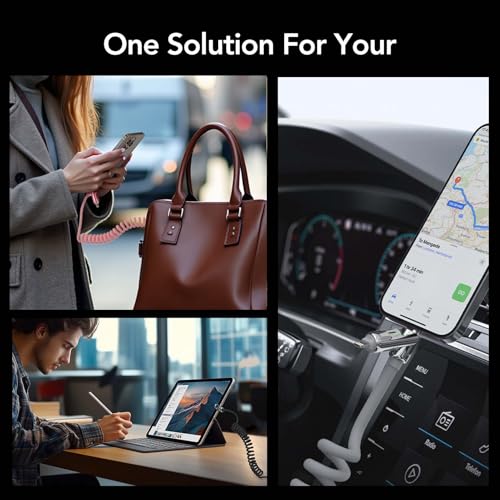 Universal 4-in-1 Coiled USB Charging Cable for Fast 240 W Power Delivery – Multi-Device Compatibility for i Phone 16/15/14/13, i Pad, Samsung, Mac Book, and More – Tangle-Free 6 Ft Design for Effortless Charging Anywhere – Elevate Your Charging Efficiency with Enhanced Durability