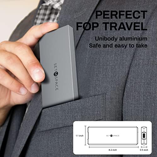 Ultra-Durable SETMSPACE NVME Enclosure – 10 Gbps SSD Adapter for M-Key Drives, Solid Aluminium Alloy Case with USB C/A Cables, Supports 2230/2242/2260/2280 Sizes, Enhanced Portability and Robust Performance in Sleek Grey Design